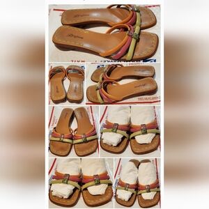 Brighton 9M ROSEAN LEATHER SANDALS with Heart-shaped wood heels BRAZIL